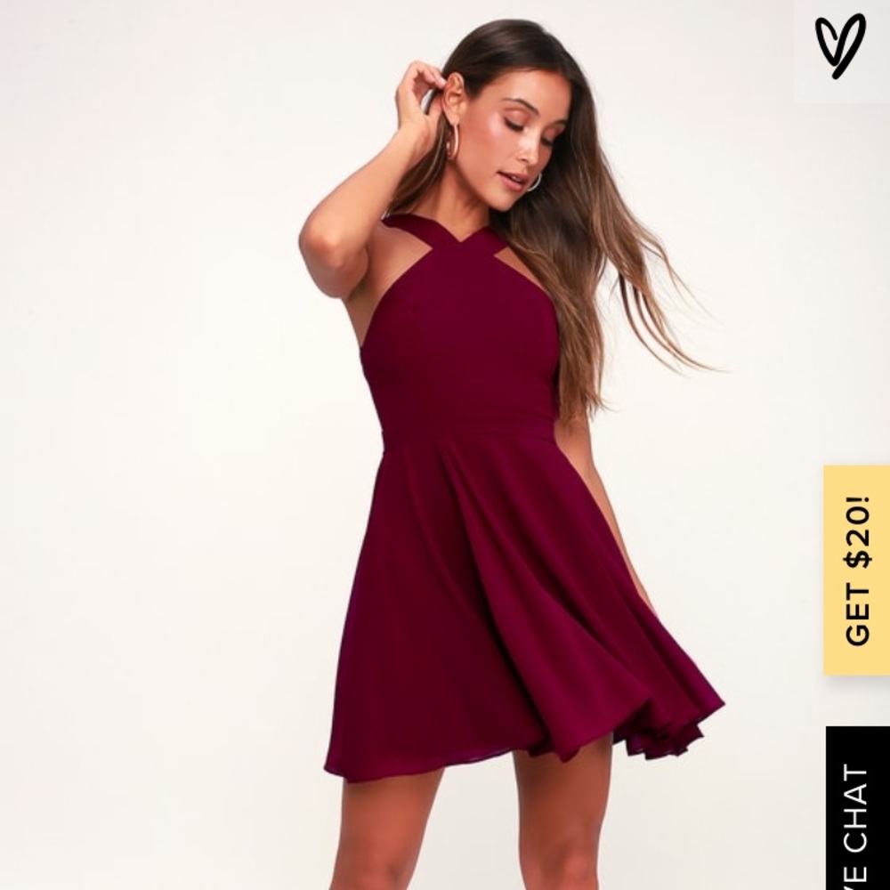Lulus Forevermore Burgundy Skater Dress